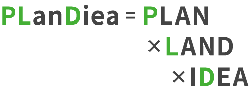 PLanDiea(プランディア)=PLAN×LAND×IDEA